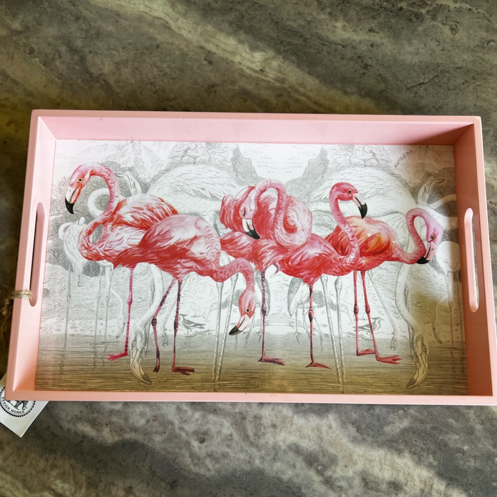 Stunning Michel Design Works Flamingo decoupage wooden tray